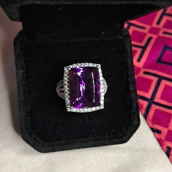 Color Change Sapphire and White Zircon Ring in 925 Sterling Silver